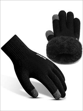 Wool Winter Gloves Fleece Lined Touchscreen Anti Slip Warm Knit Gloves